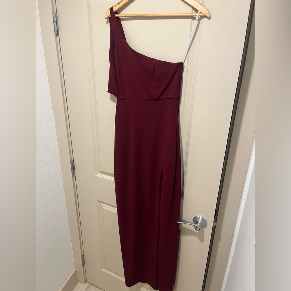 Lulus-SimplyBeautifulBurgundyOne-ShoulderCutout Maxi Dress -L-drycleaned,worn 1